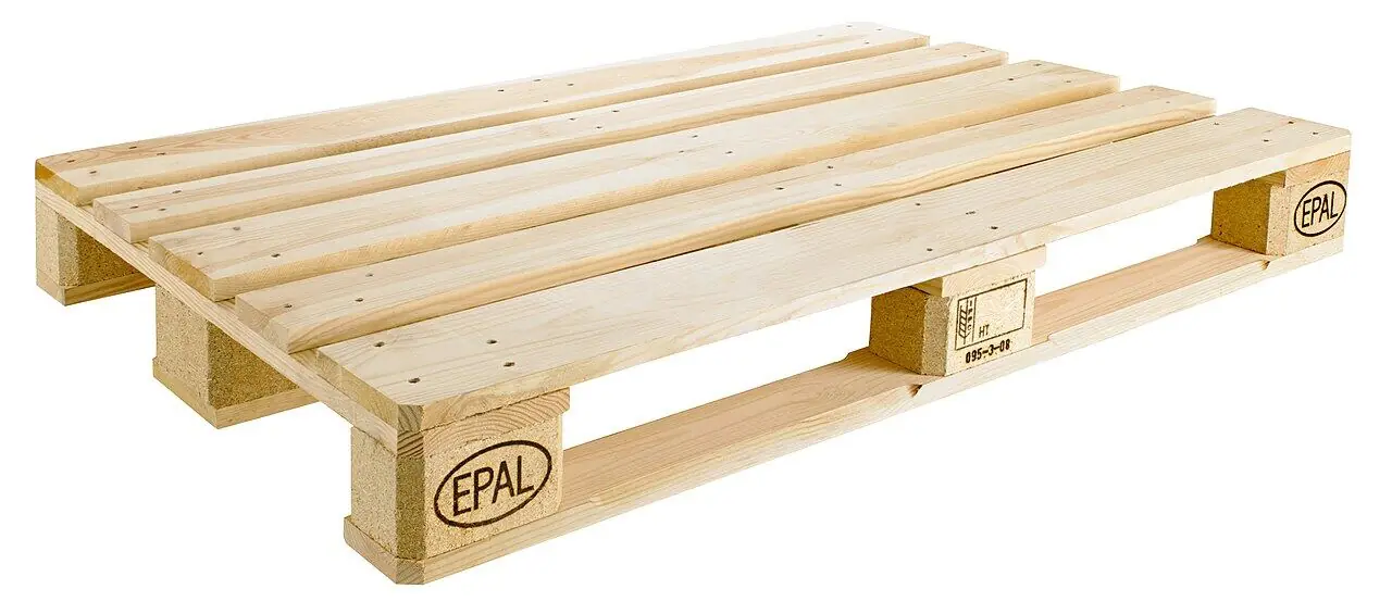 Wooden EPAL euro pallet ready for Drop-X Transport metro and regional freight