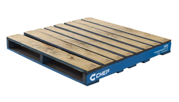Stack of blue CHEP standard timber pallets — Drop-X pallet delivery Melbourne to regional Victoria
